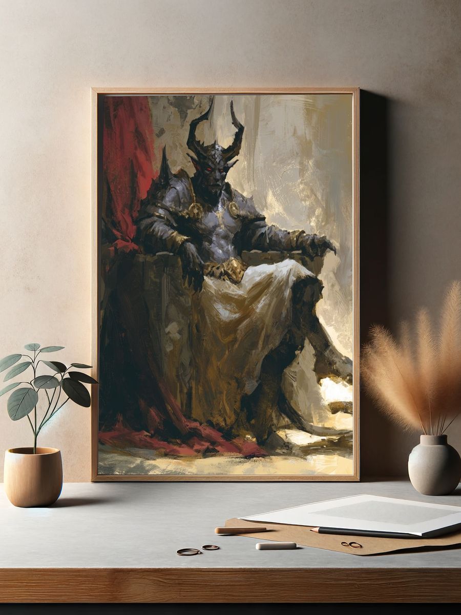 Horned Dark Fantasy Throne Print. — room view 2