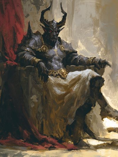 Horned Dark Fantasy Throne Print. poster