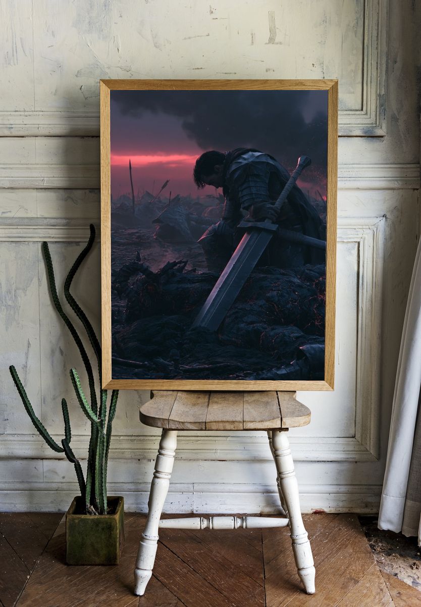 Dark Fantasy Warrior Poster. — room view 1
