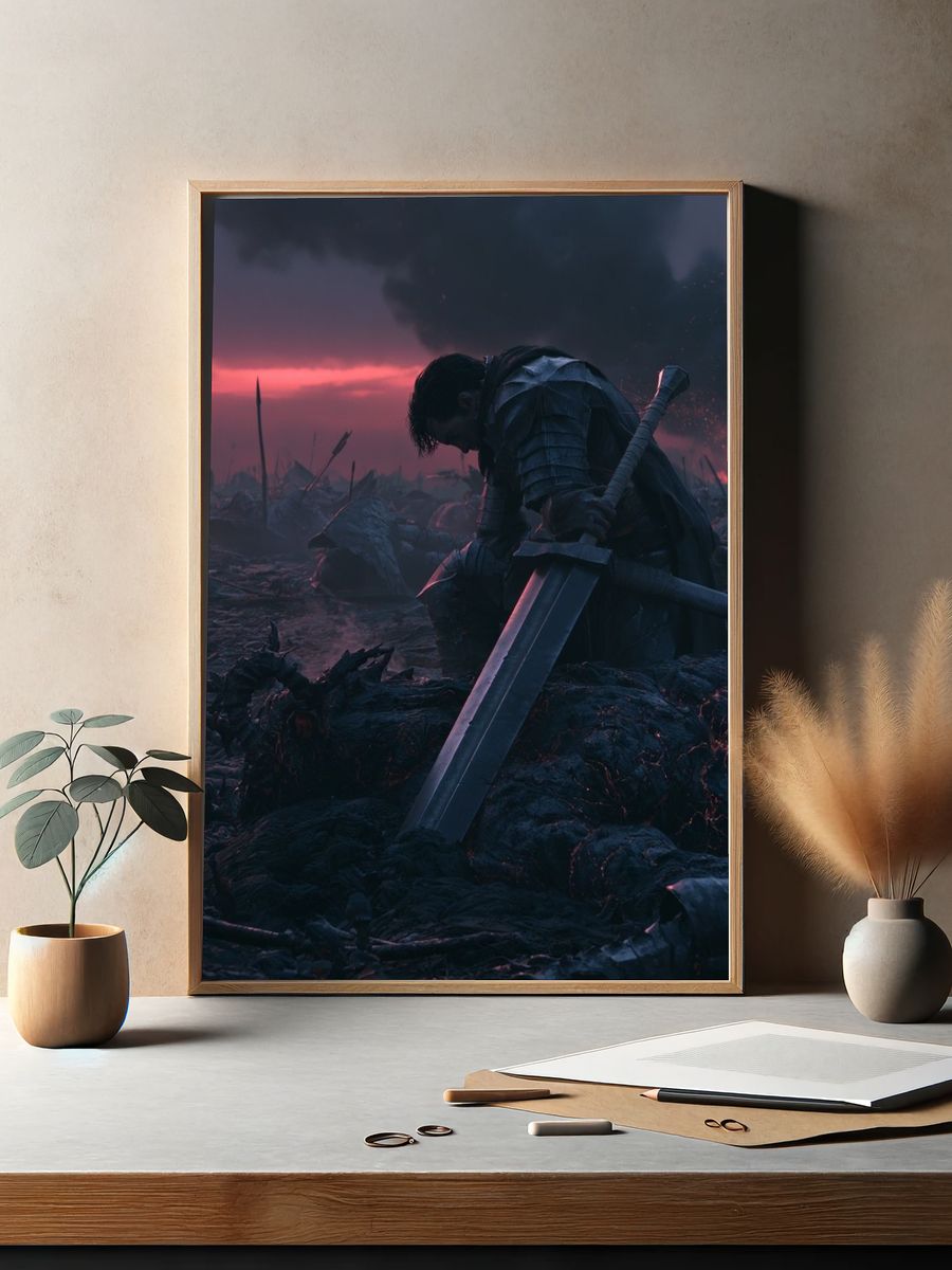 Dark Fantasy Warrior Poster. — room view 2