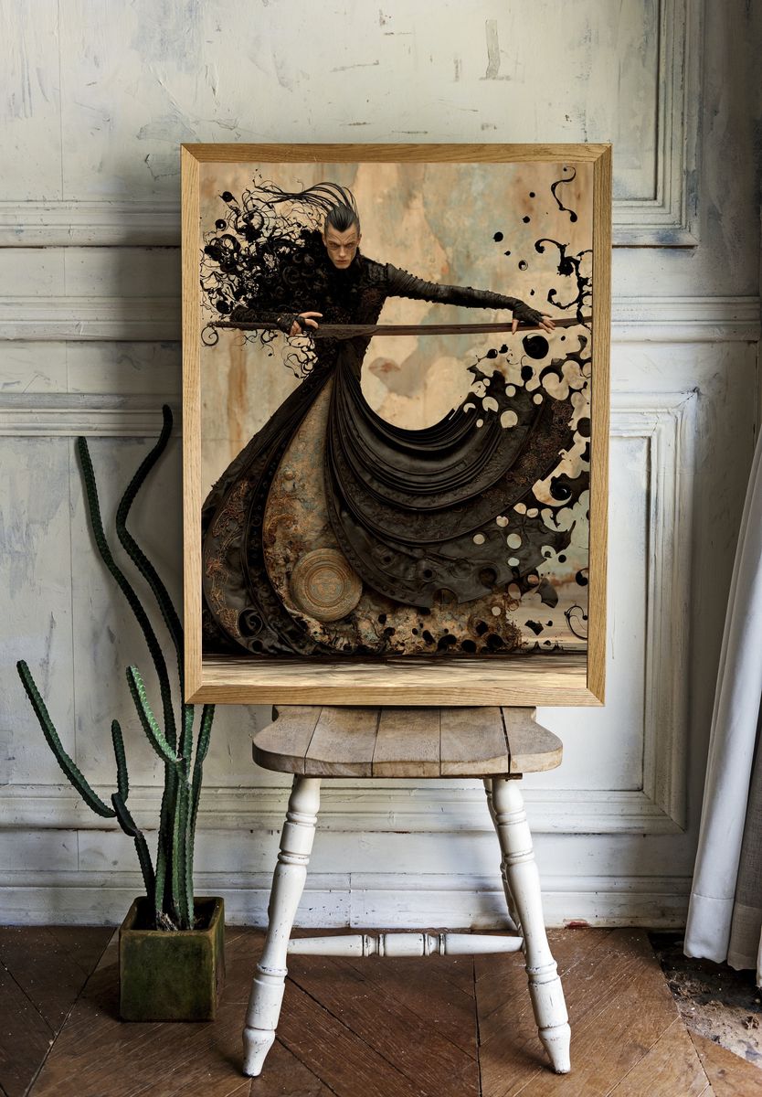 Dark Fantasy Warrior Print. room preview