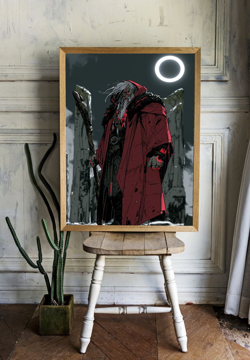 Dark Fantasy Elder Warrior Poster. room preview