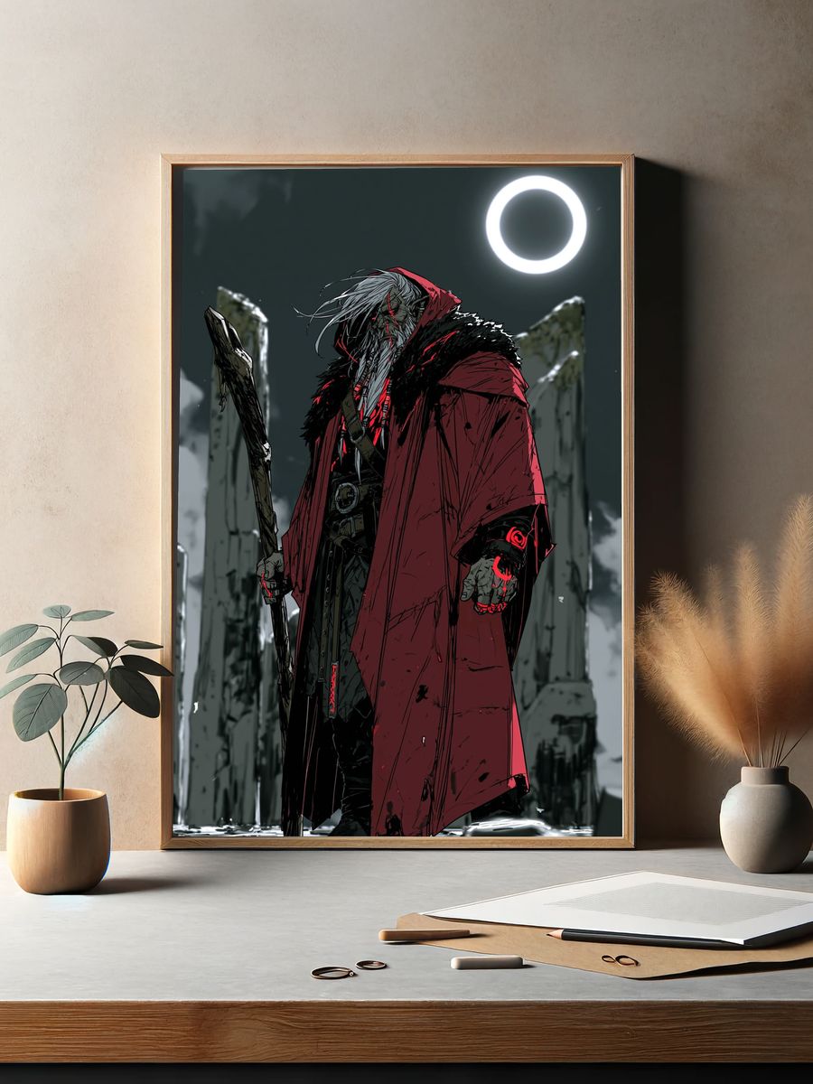 Dark Fantasy Elder Warrior Poster. — room view 2