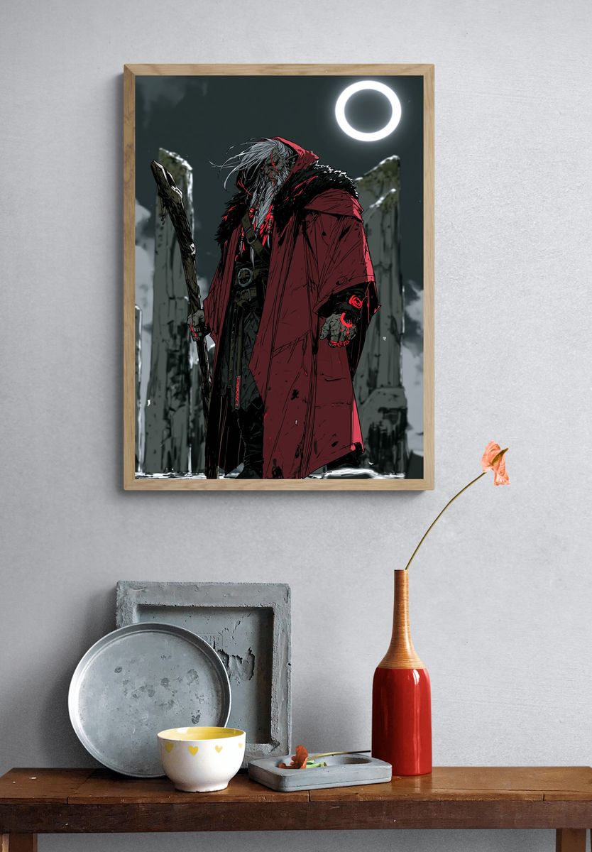Dark Fantasy Elder Warrior Poster. — room view 3