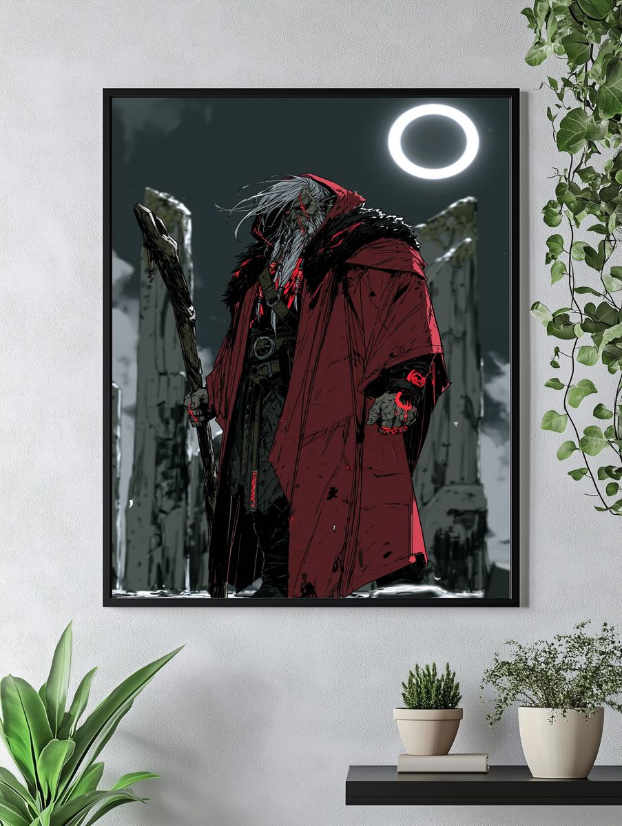 Dark Fantasy Elder Warrior Poster. — room view 4