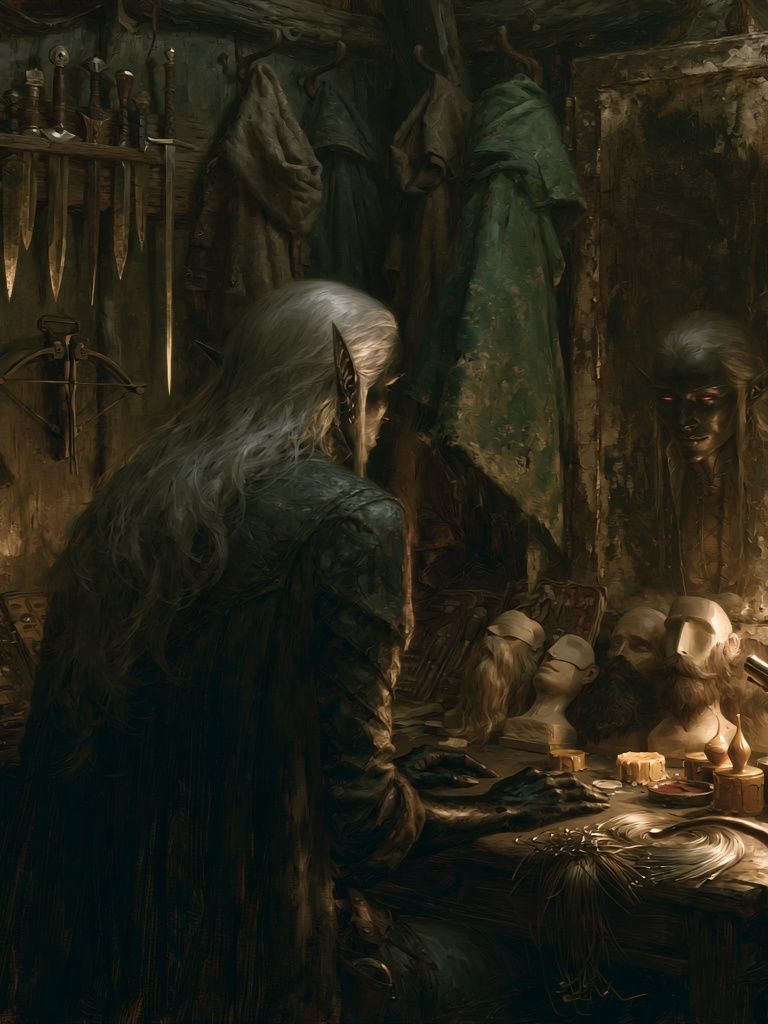 Dark Elf Workshop Fantasy Print. poster detail