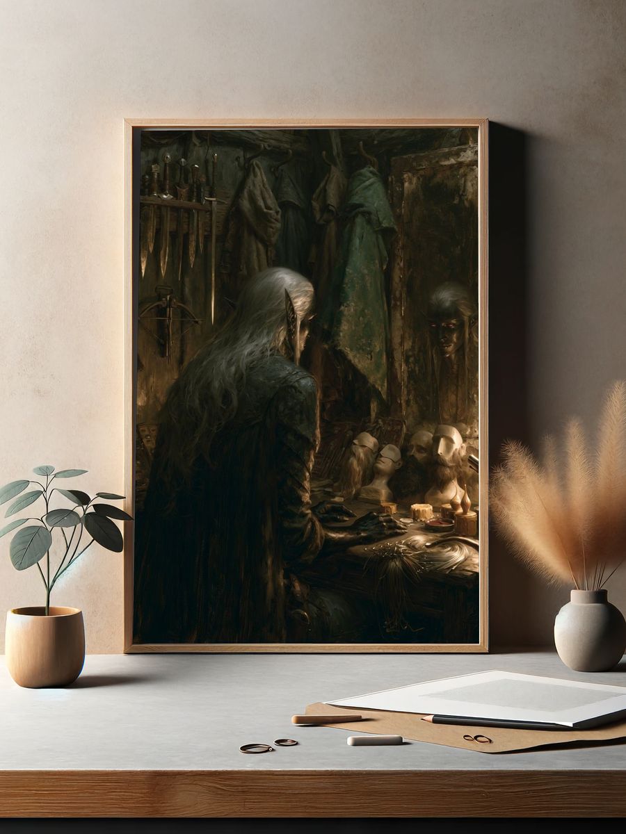 Dark Elf Workshop Fantasy Print. — room view 2