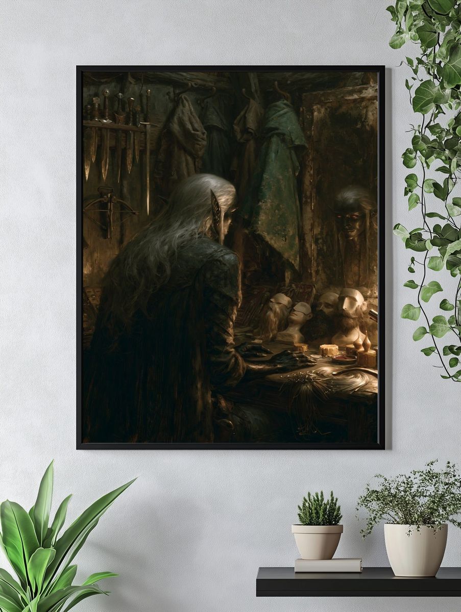 Dark Elf Workshop Fantasy Print. — room view 4