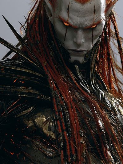 Dark Fantasy Warrior Portrait Print.