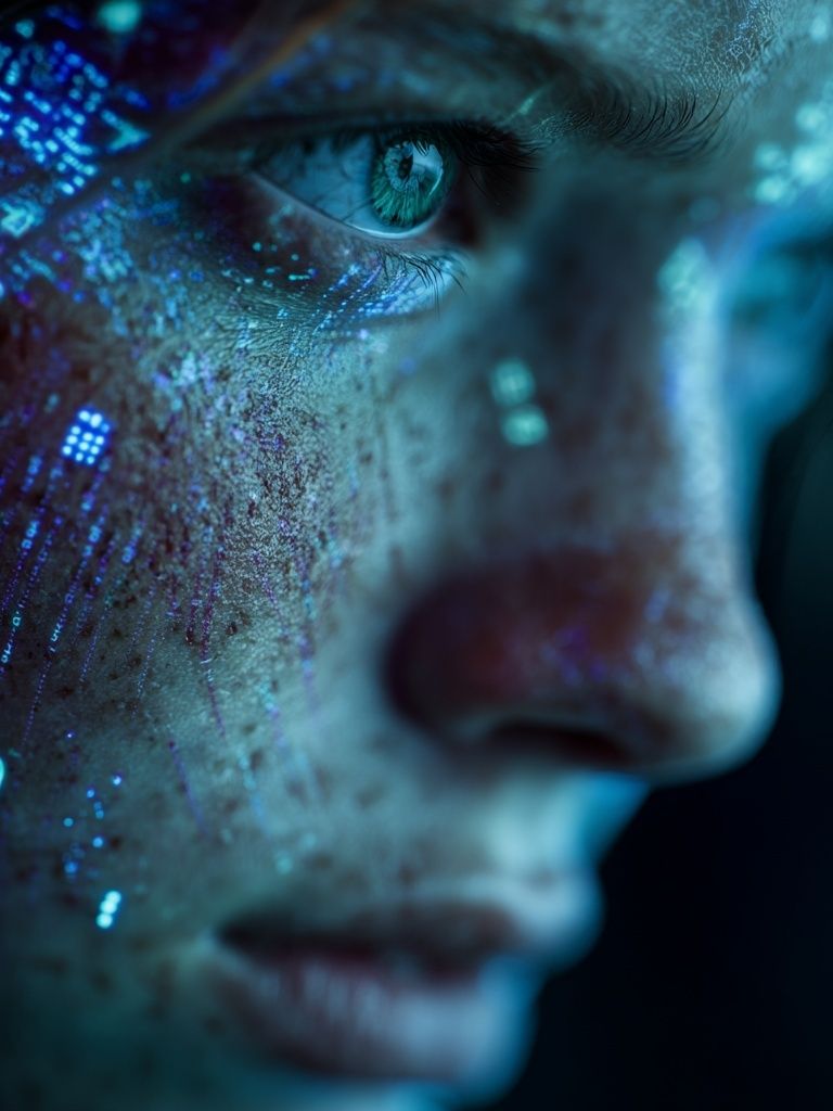 Cybernetic Face — Digital Art Print. poster — illustration art