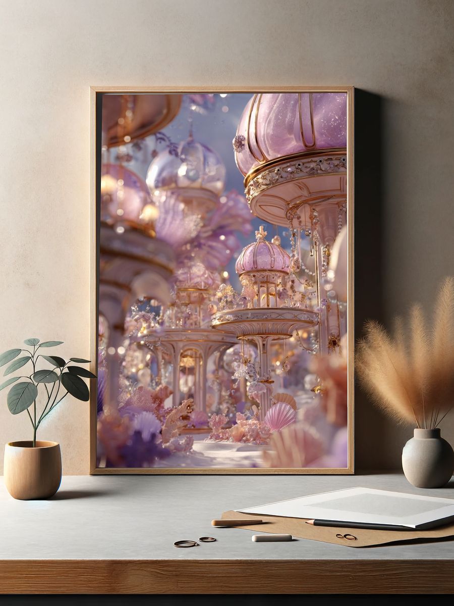 Whimsical Underwater Garden — Digital Art Print. — room view 2