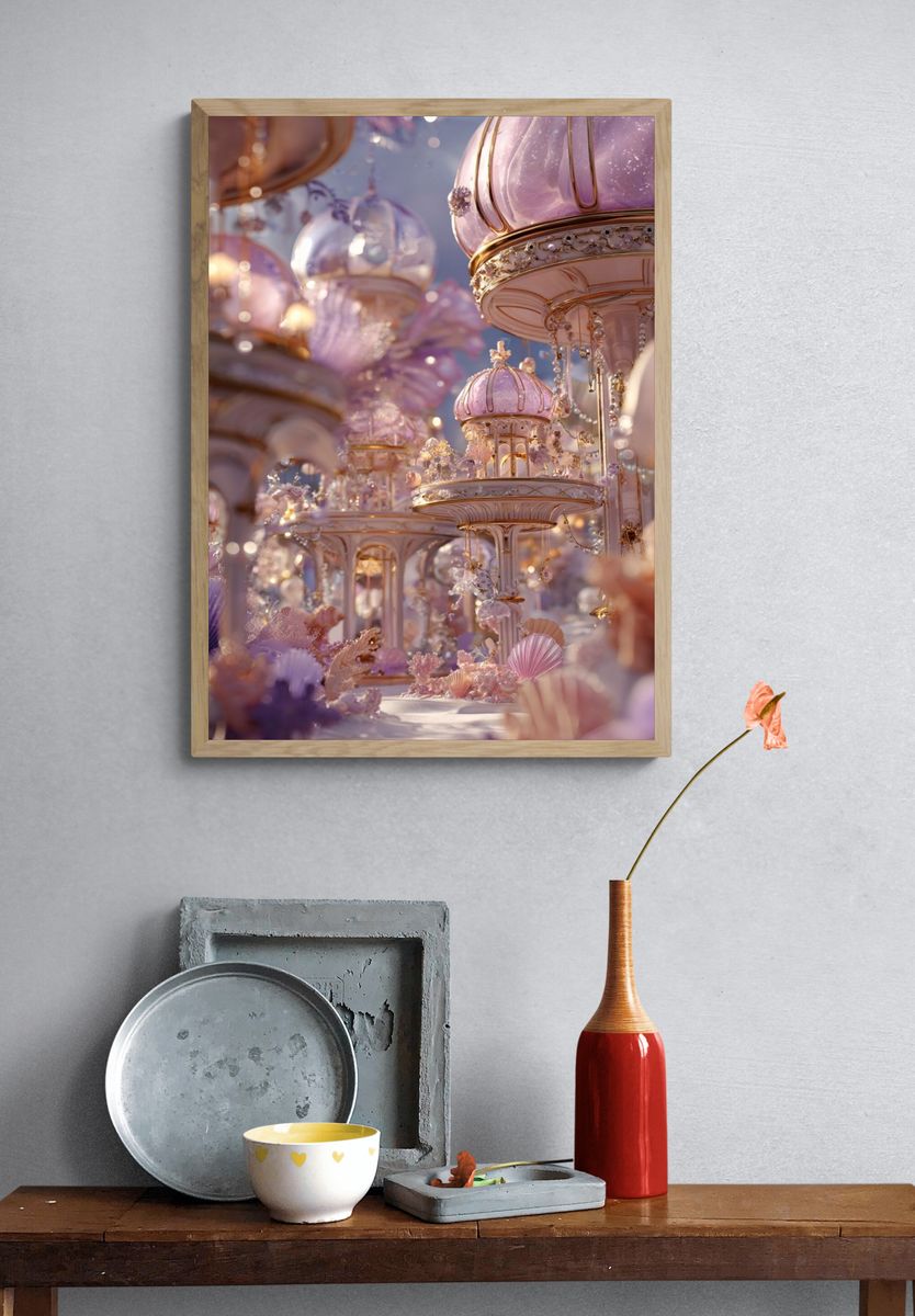Whimsical Underwater Garden — Digital Art Print. — room view 3