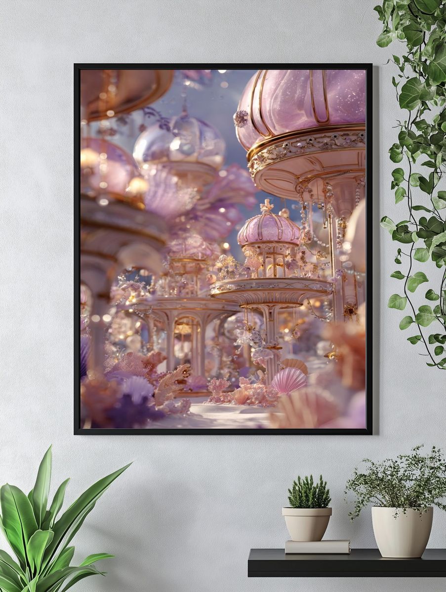 Whimsical Underwater Garden — Digital Art Print. — room view 4