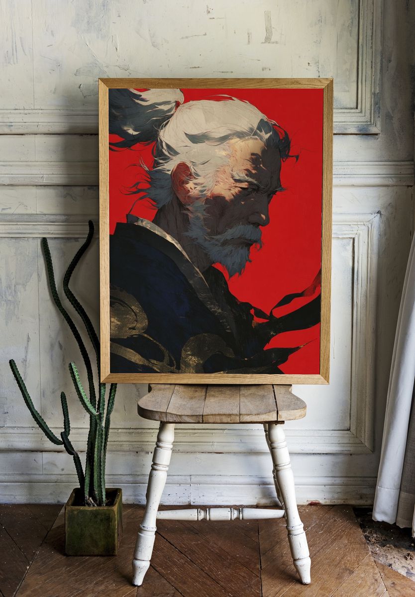 Elder Warrior — Digital Art Print. — room view 1