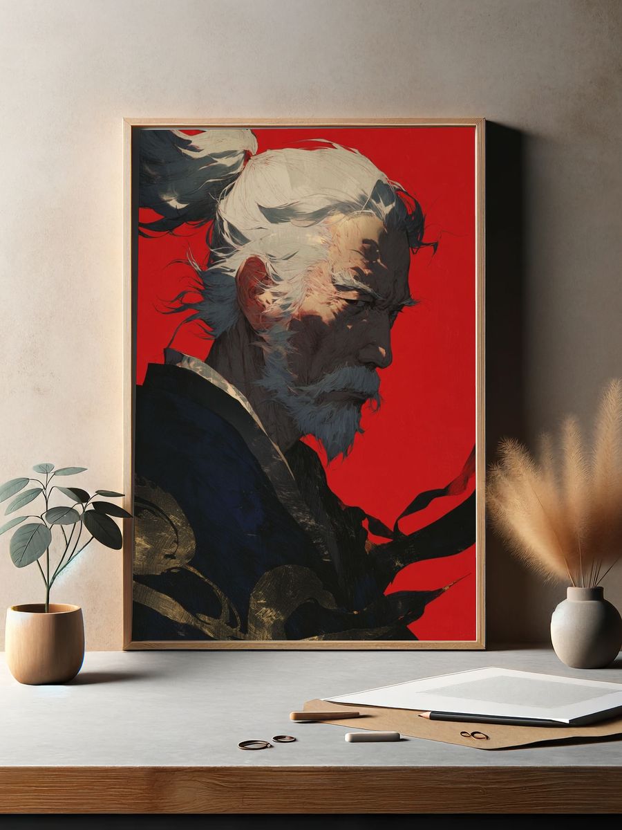 Elder Warrior — Digital Art Print. — room view 2