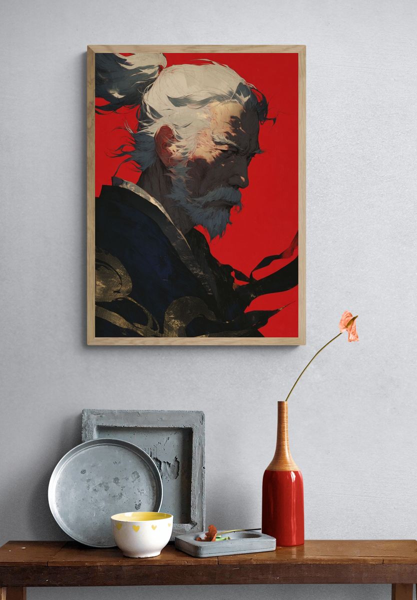 Elder Warrior — Digital Art Print. — room view 3