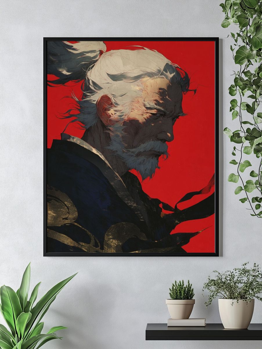 Elder Warrior — Digital Art Print. — room view 4