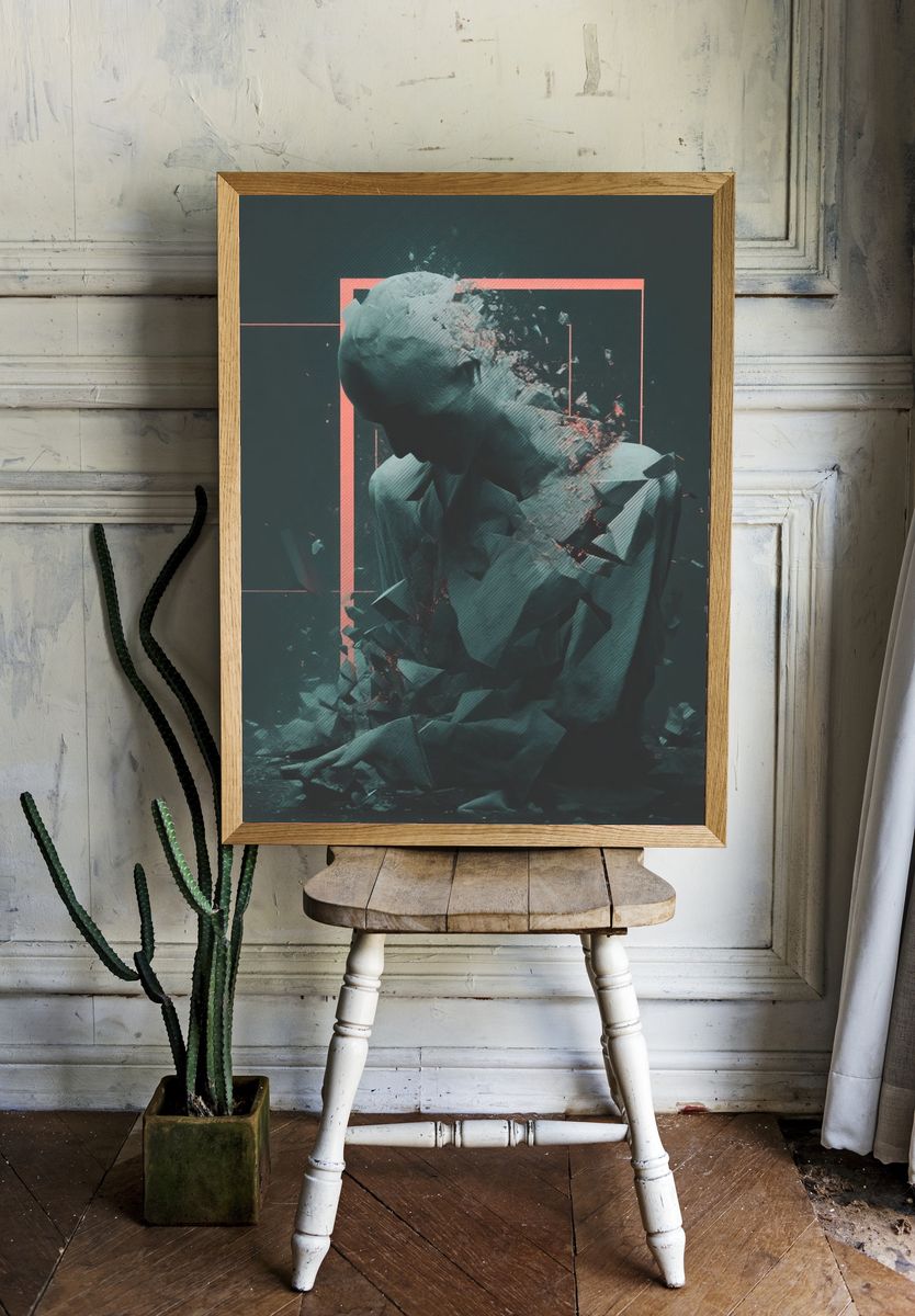 Fragmented Figure — Digital Art Print. — room view 1