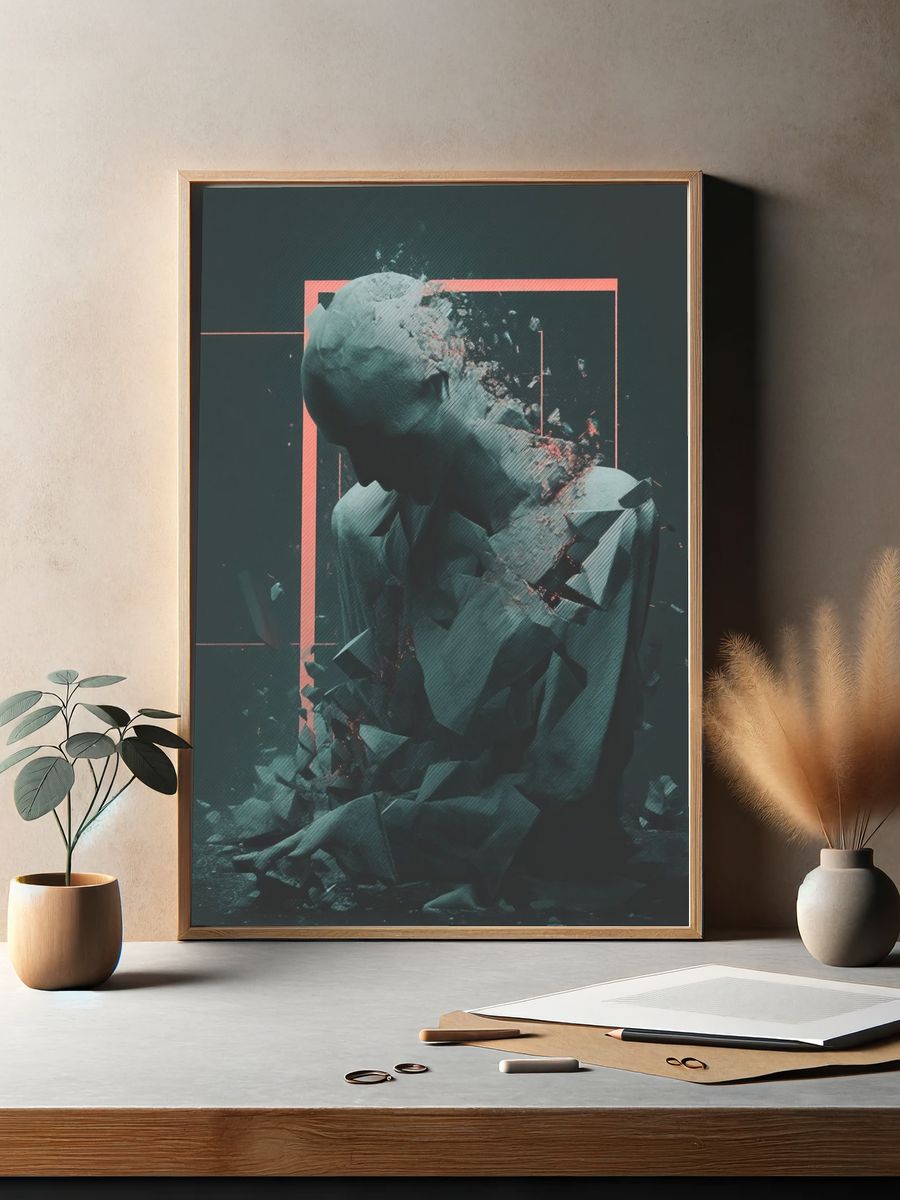 Fragmented Figure — Digital Art Print. — room view 2