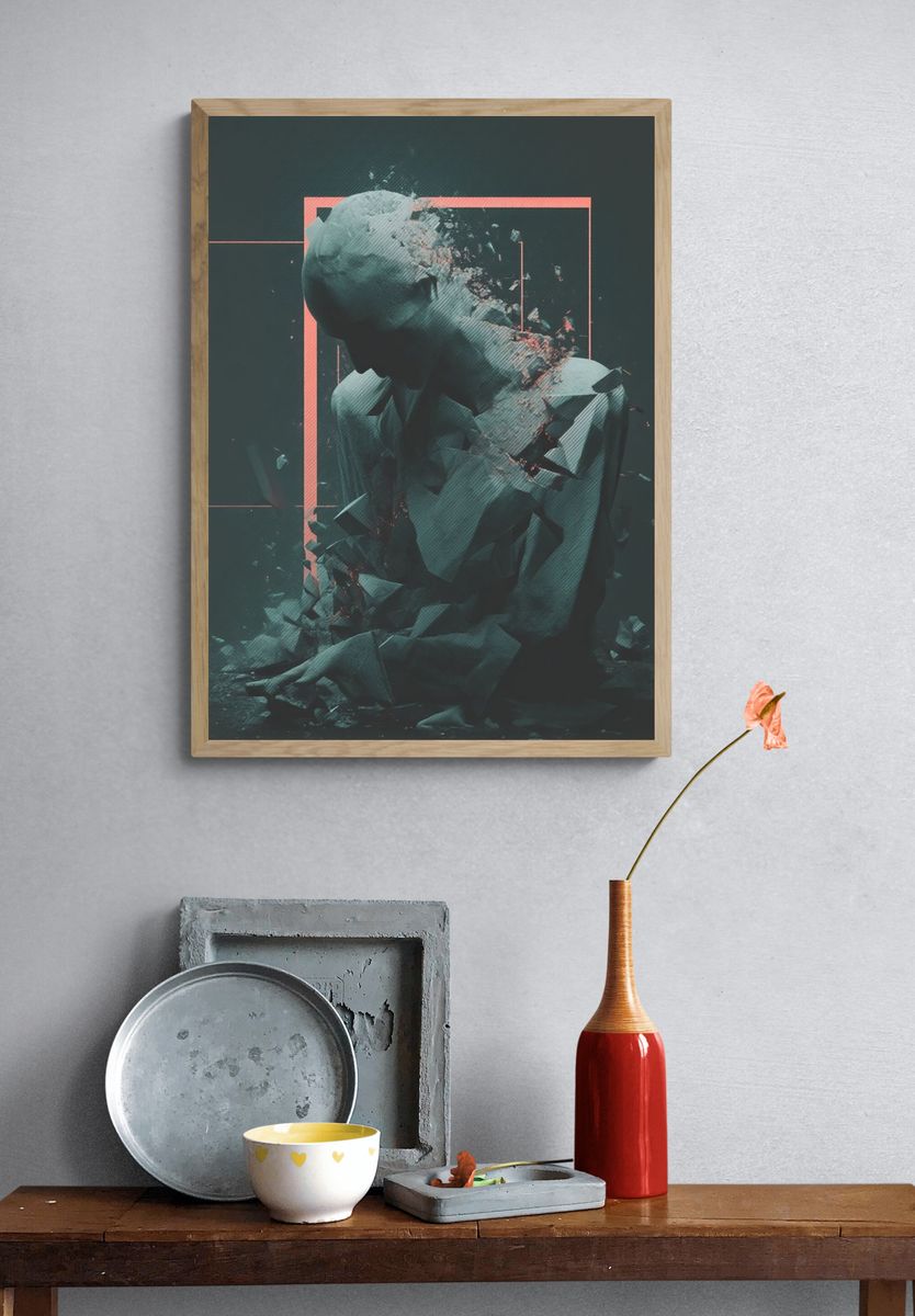 Fragmented Figure — Digital Art Print. — room view 3