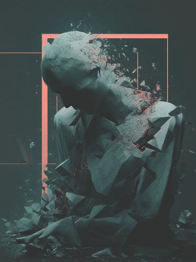 Fragmented Figure — Digital Art Print. poster print