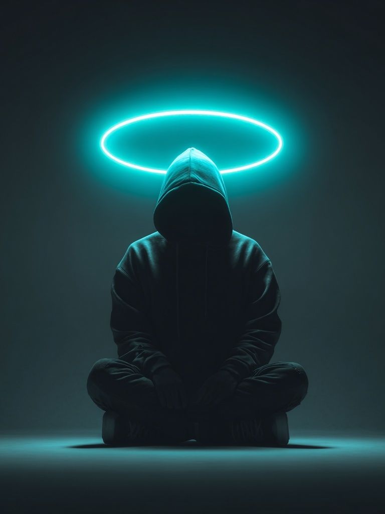 Meditative Figure with Halo — Digital Art Print. poster — illustration art