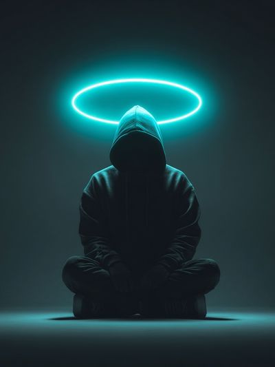 Meditative Figure with Halo — Digital Art Print. poster