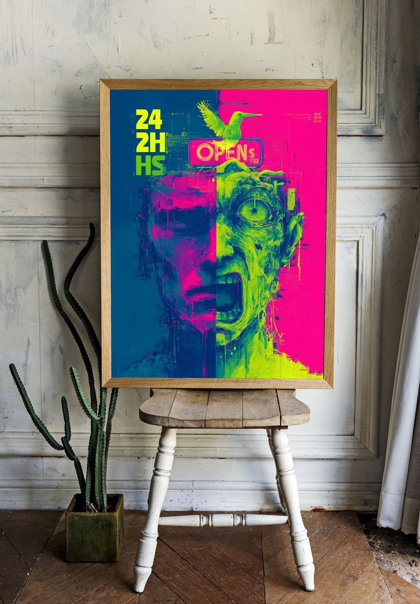 Open 24 Hours — Digital Art Print. — room view 1