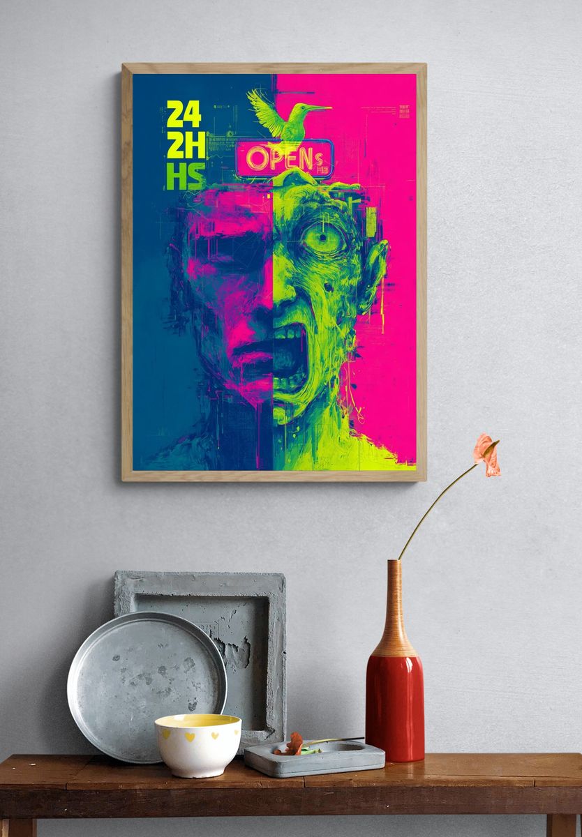 Open 24 Hours — Digital Art Print. — room view 3