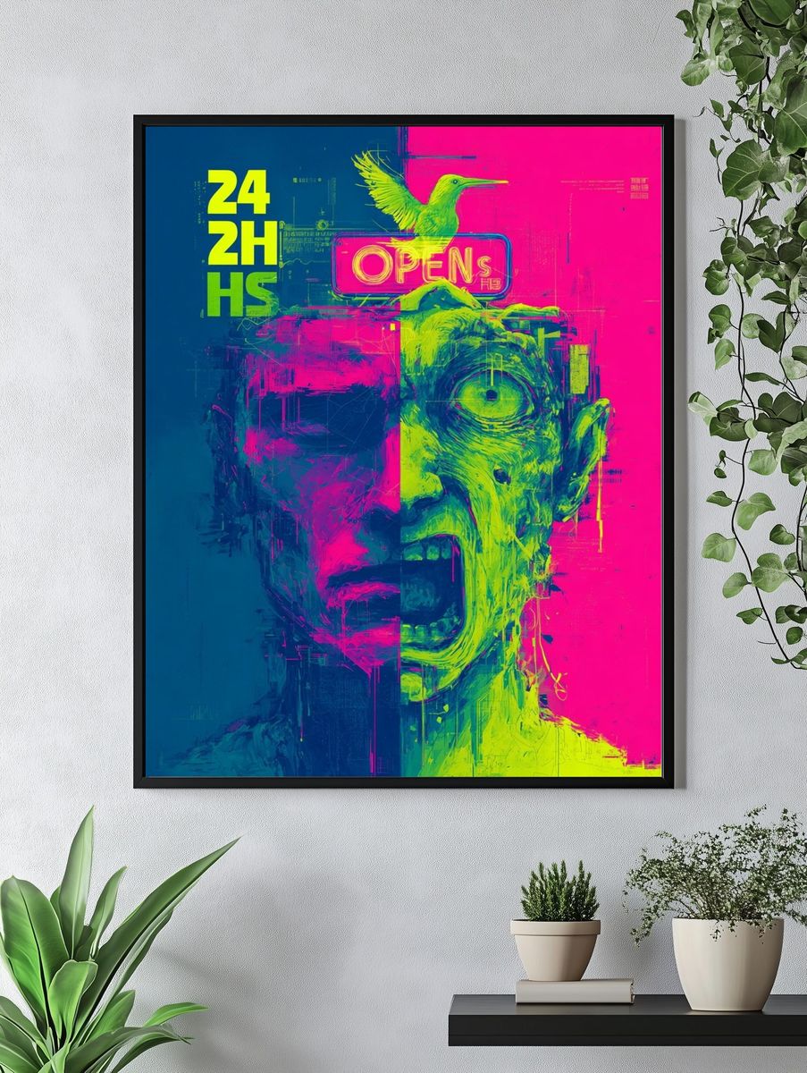 Open 24 Hours — Digital Art Print. — room view 4