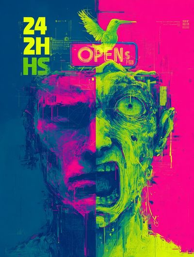 Open 24 Hours — Digital Art Print. poster print