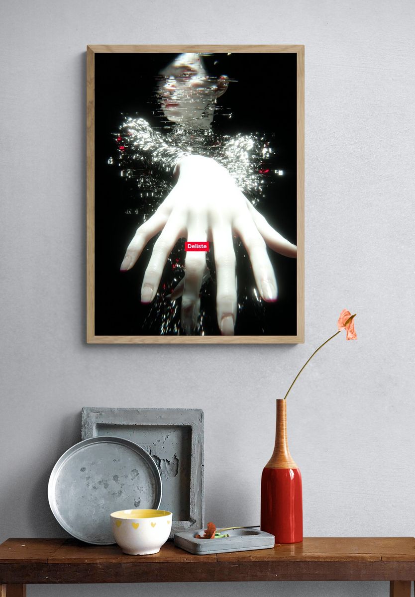 Glitch Hand — Digital Art Print. — room view 3