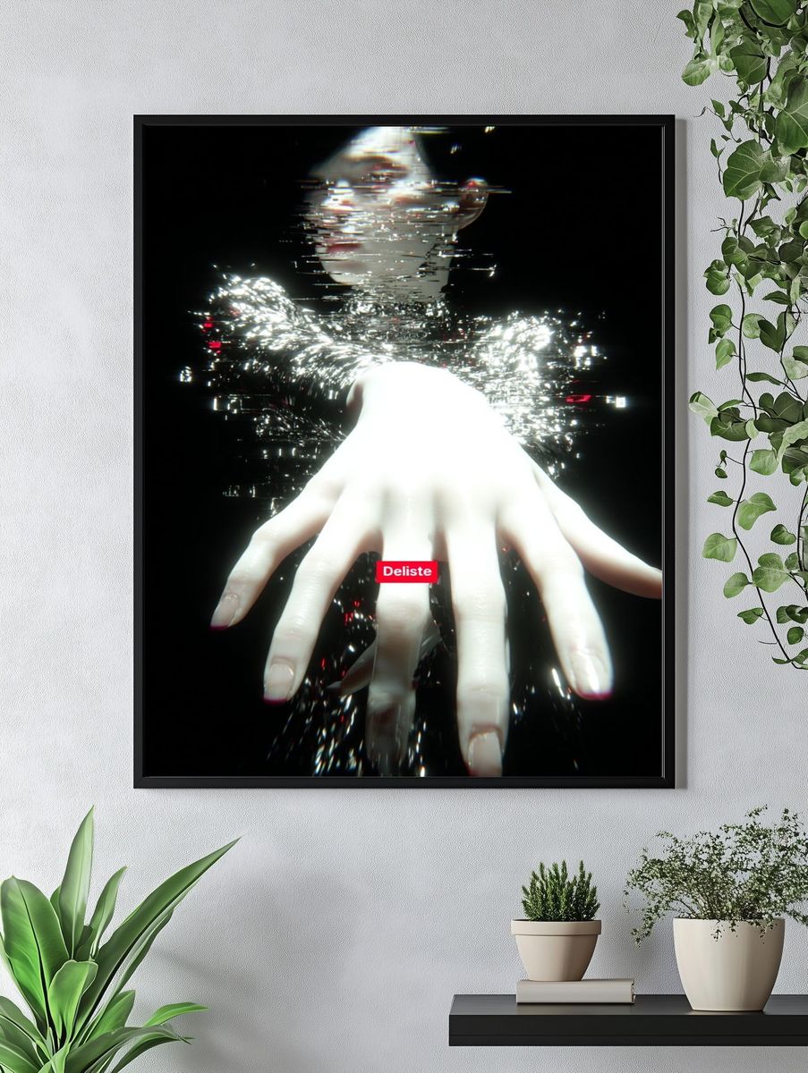 Glitch Hand — Digital Art Print. — room view 4