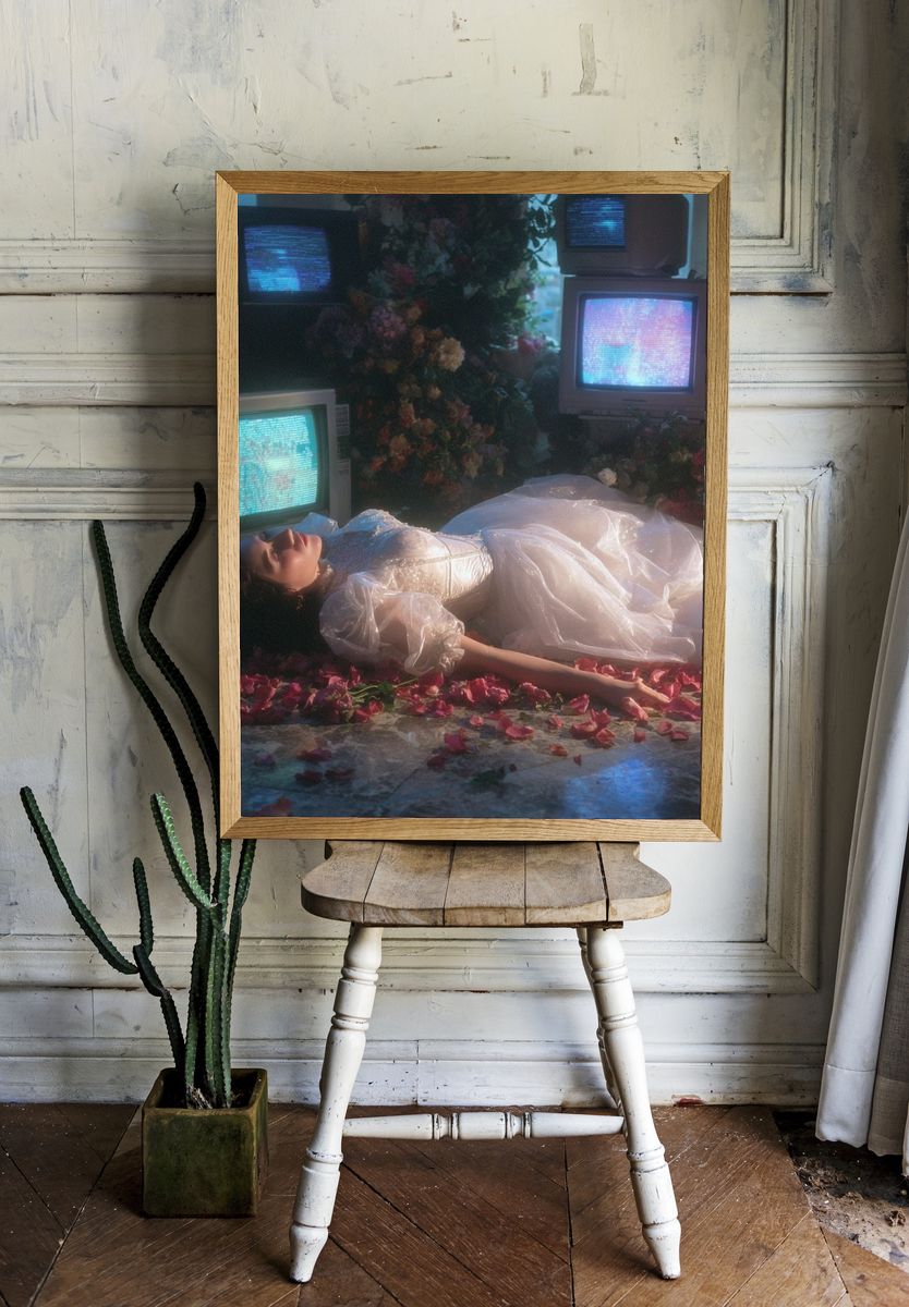 Dreamy Bride in Floral Setting — Fine Art Print. — room view 1