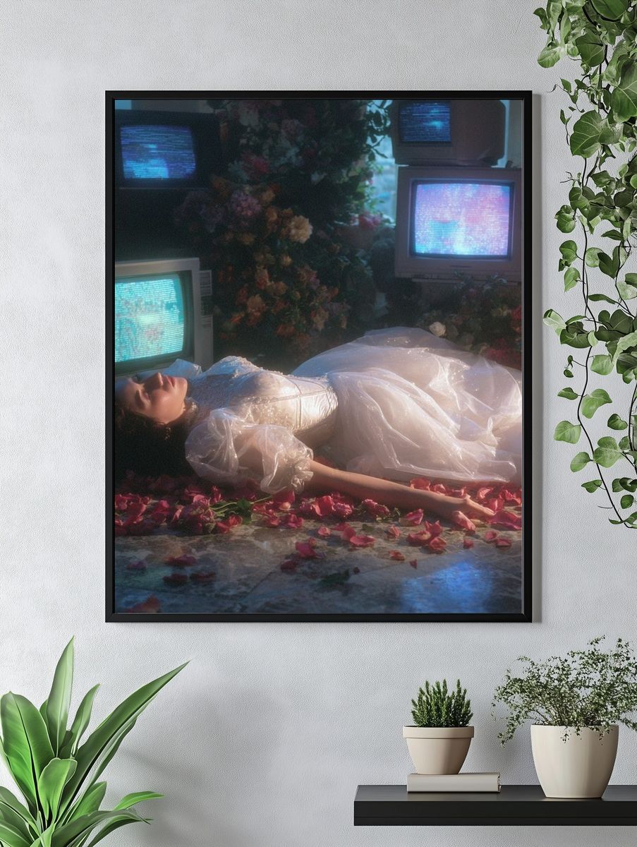 Dreamy Bride in Floral Setting — Fine Art Print. — room view 4