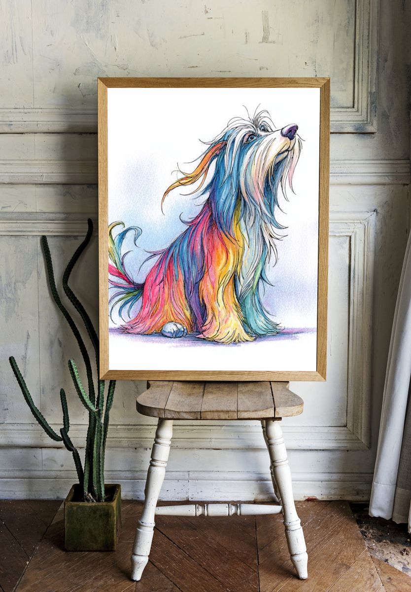 Colorful Dog Illustration Poster. — room view 1