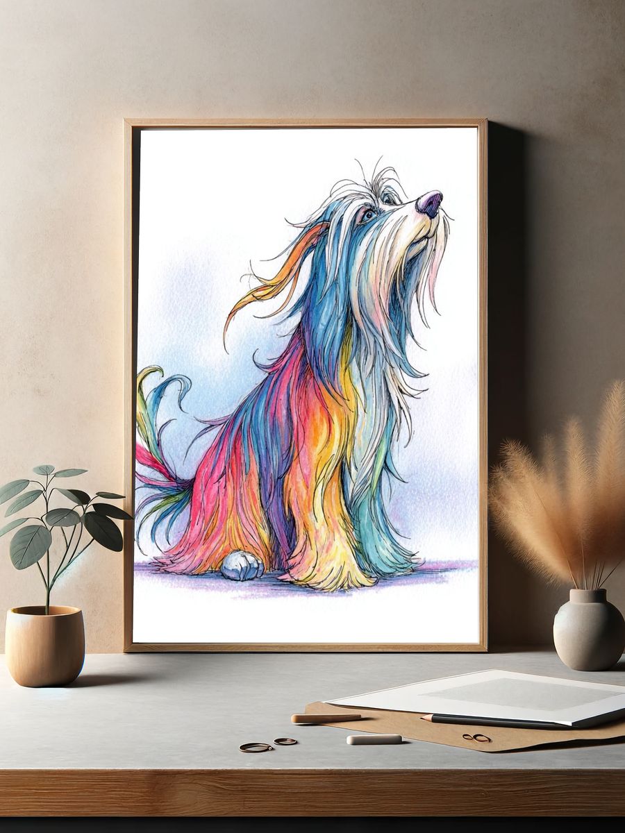 Colorful Dog Illustration Poster. — room view 2