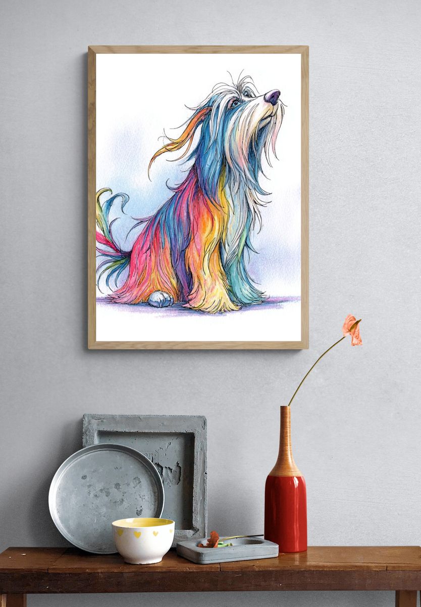 Colorful Dog Illustration Poster. — room view 3