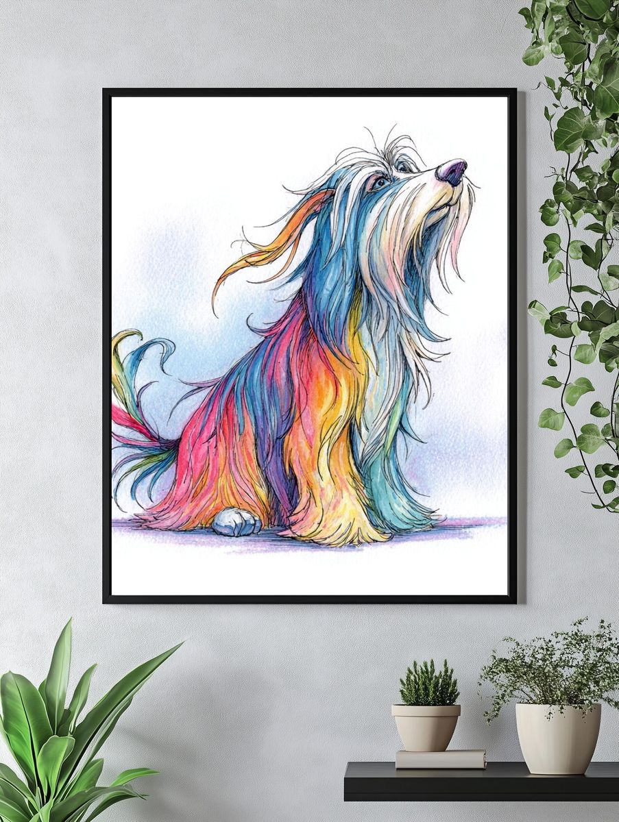 Colorful Dog Illustration Poster. — room view 4