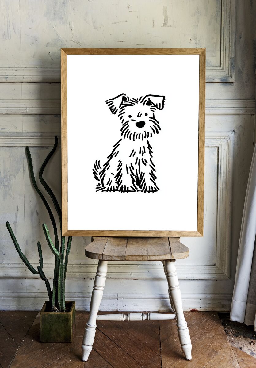 Cute Dog Illustration Poster. — room view 1
