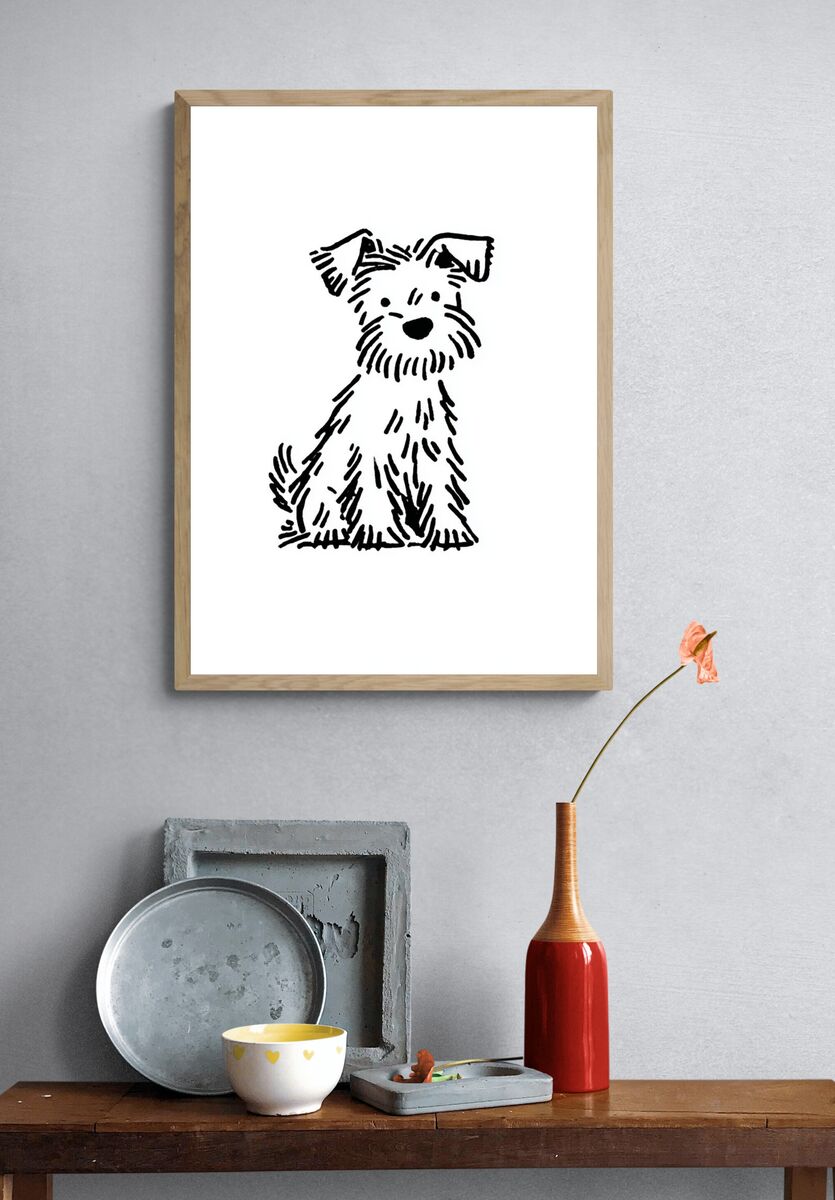 Cute Dog Illustration Poster. — room view 3