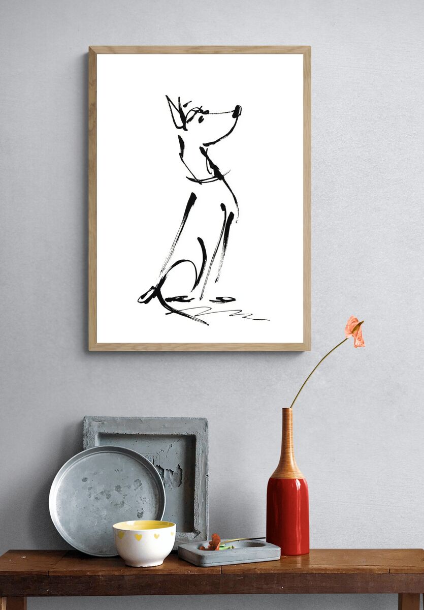Stylized Dog Illustration Poster. — room view 3