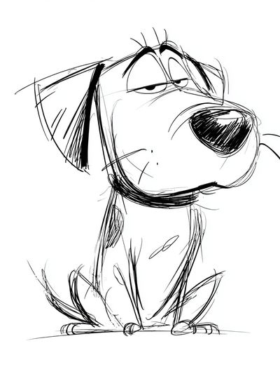 Skeptical Dog Line Art Poster. poster