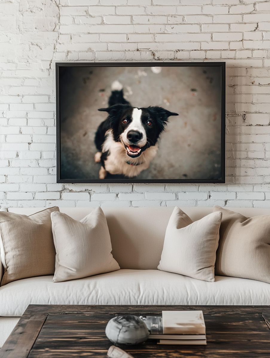 Happy Border Collie Dog Poster. — room view 1