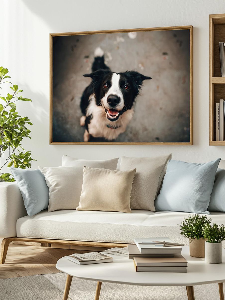 Happy Border Collie Dog Poster. — room view 2