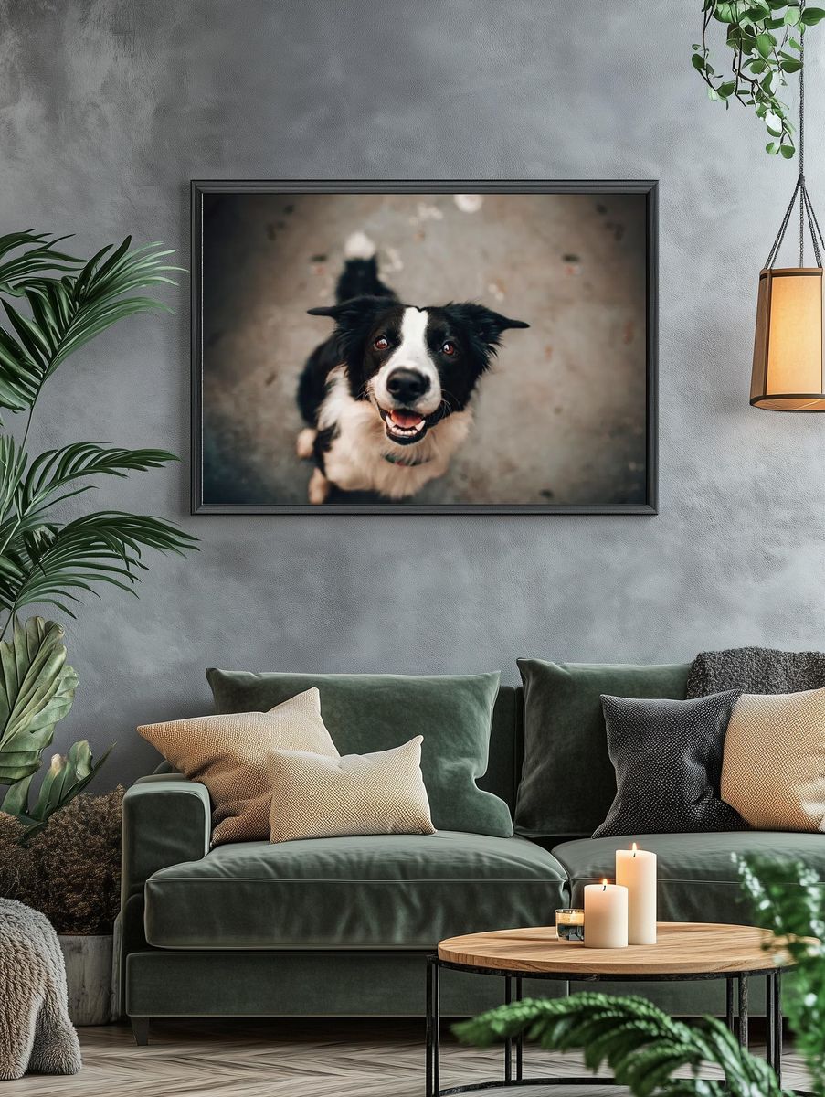 Happy Border Collie Dog Poster. — room view 4