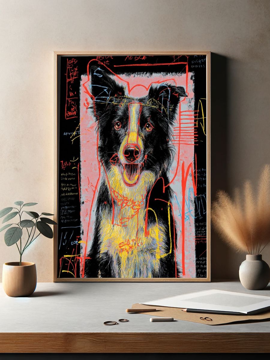 Colorful Dog Portrait Poster. — room view 2