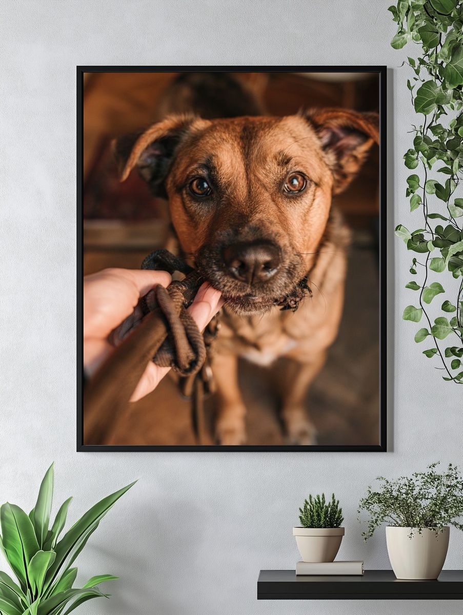 Curious Dog Portrait Poster. — room view 4