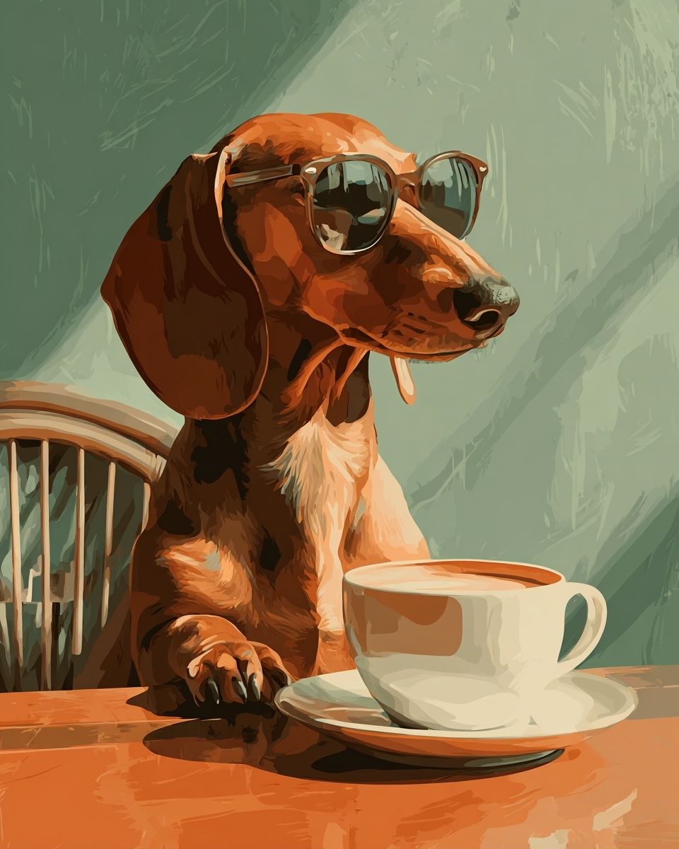 Cool Dachshund with Sunglasses — Funny Print. poster — animals art