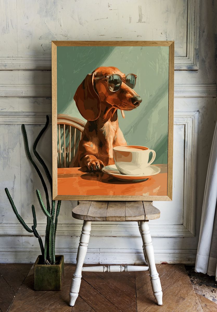 Cool Dachshund with Sunglasses — Funny Print. — room view 1